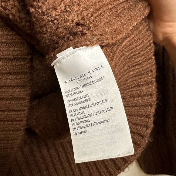 NWT American Eagle Brown Knitted Pullover Mock Neck Sweater Size Medium - Picture 6 of 6